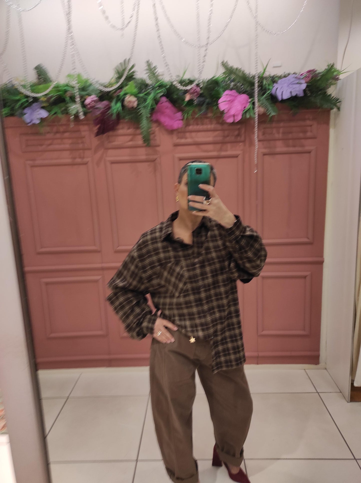 CHILI CAMICIA OVERSIZE QUADRETTI MANICA STACCABILE MF2561 01 Chili