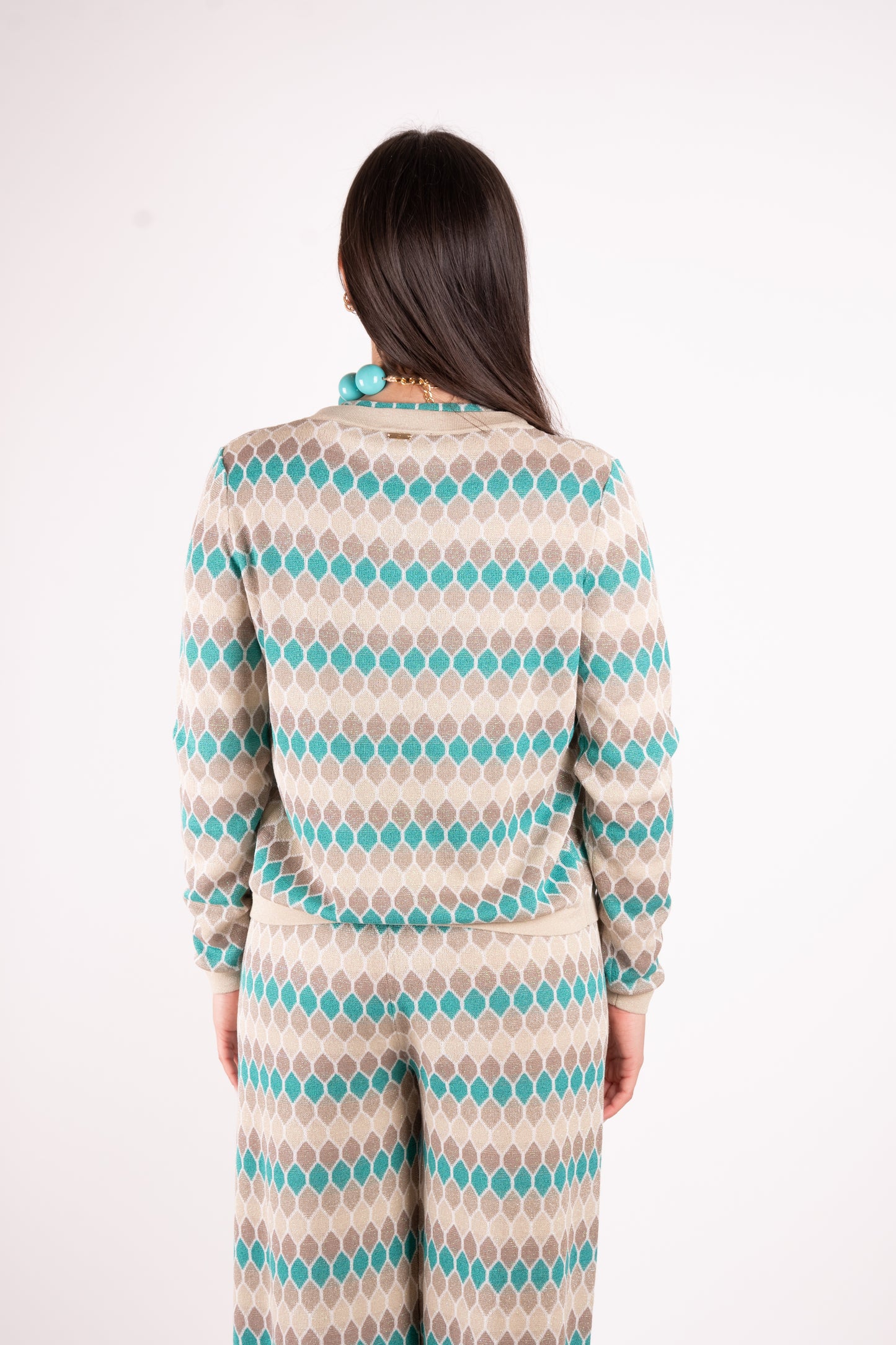 Fracomina Cardigan lurex Jacquard geometrico FS25ST8006K414F8 210 Fracomina Main