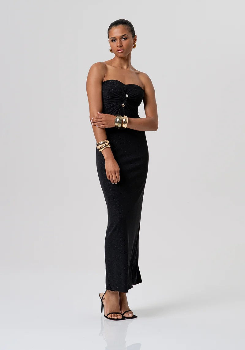 FRACOMINA ABITO LUNGO SLIM SPALLE NUDE IN JERSEY GLITTER FQ26SD3004W79801 053 Fracomina Gold