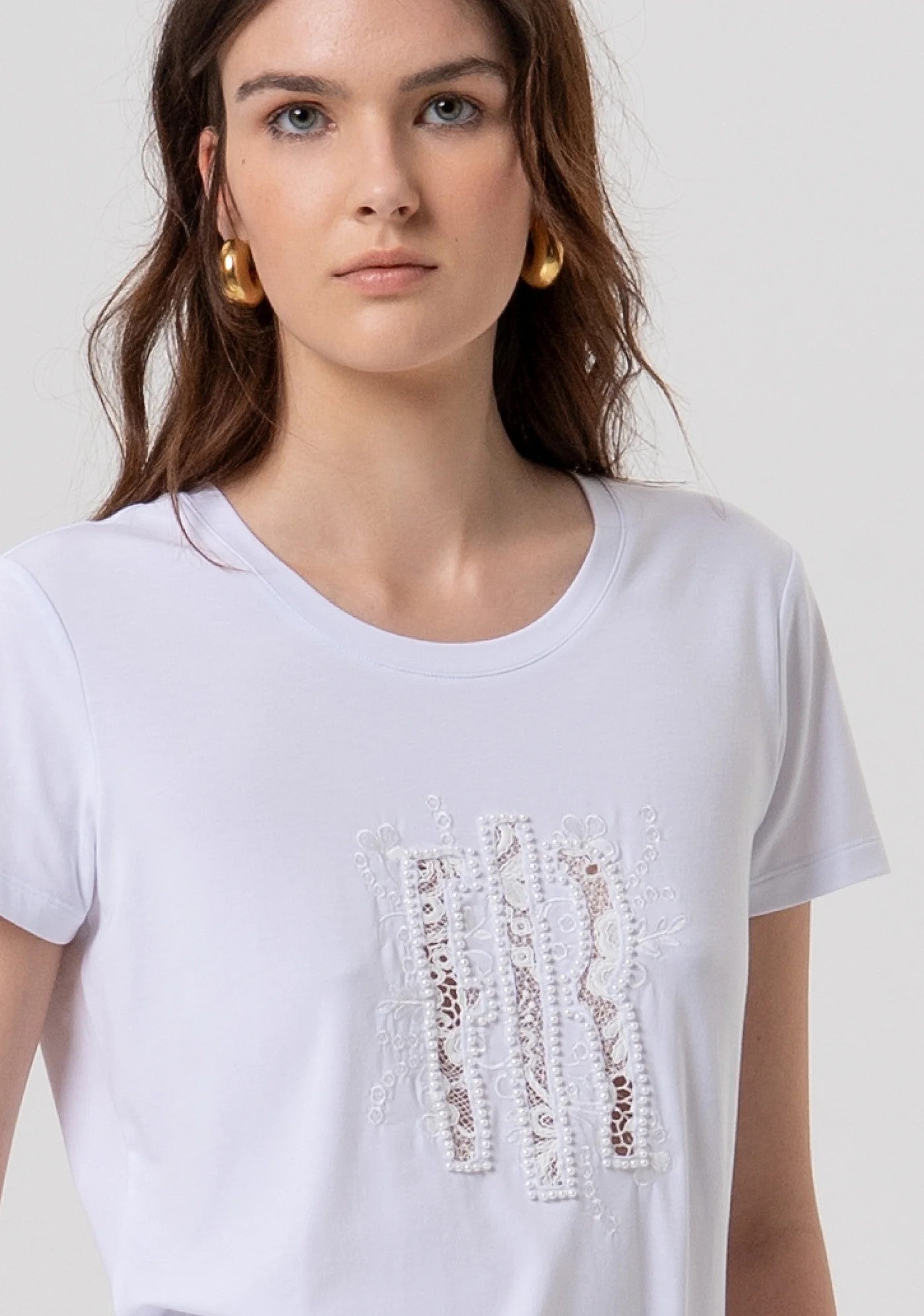 FRACOMINA T-SHIRT CON LOGO RICAMATO IN PIZZO FR26ST3004J418G1 278 Fracomina Preview