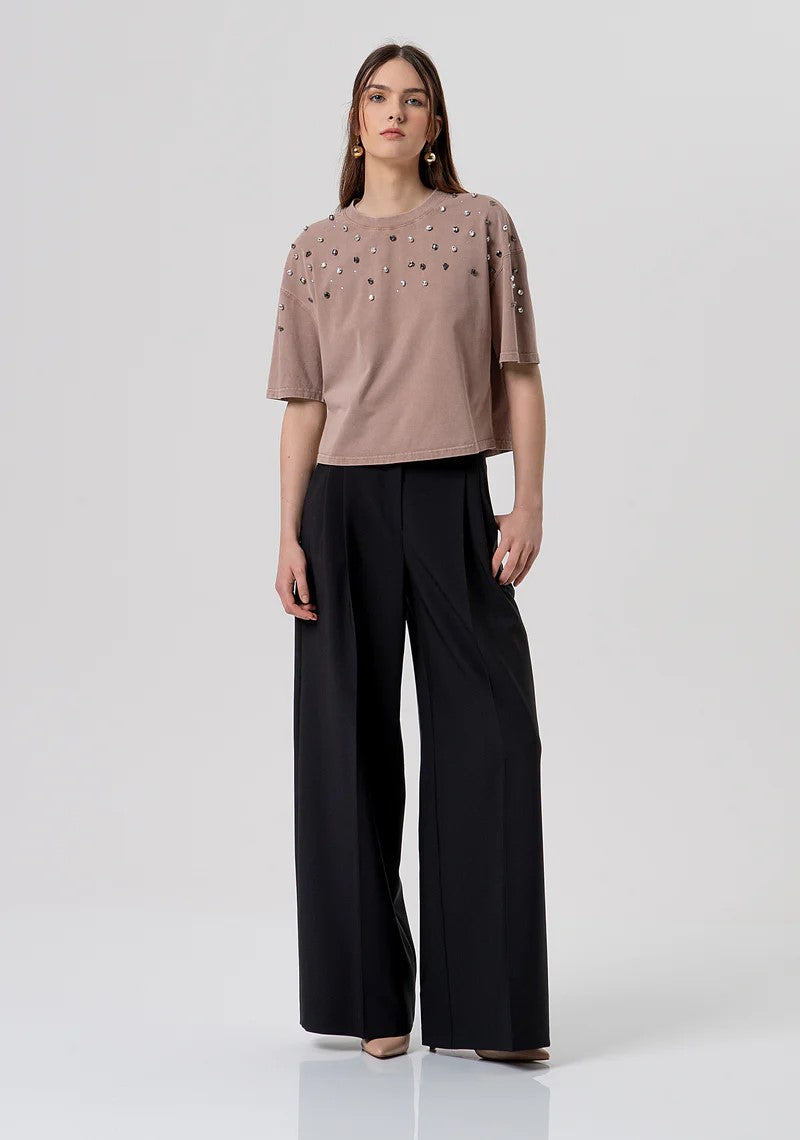 FRACOMINA T-SHIRT OVER APPPLICAZIONI PERLE E PUNTI LUMINOSI FR26ST3049J40001 M31 Fracomina Preview