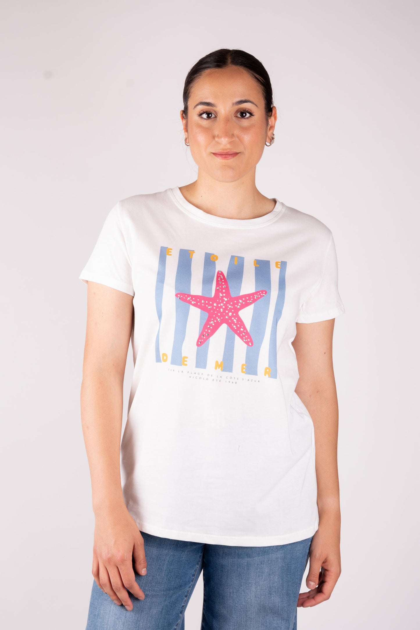 Vicolo T-shirt "Stella marina" con strass RD1054 01 Vicolo