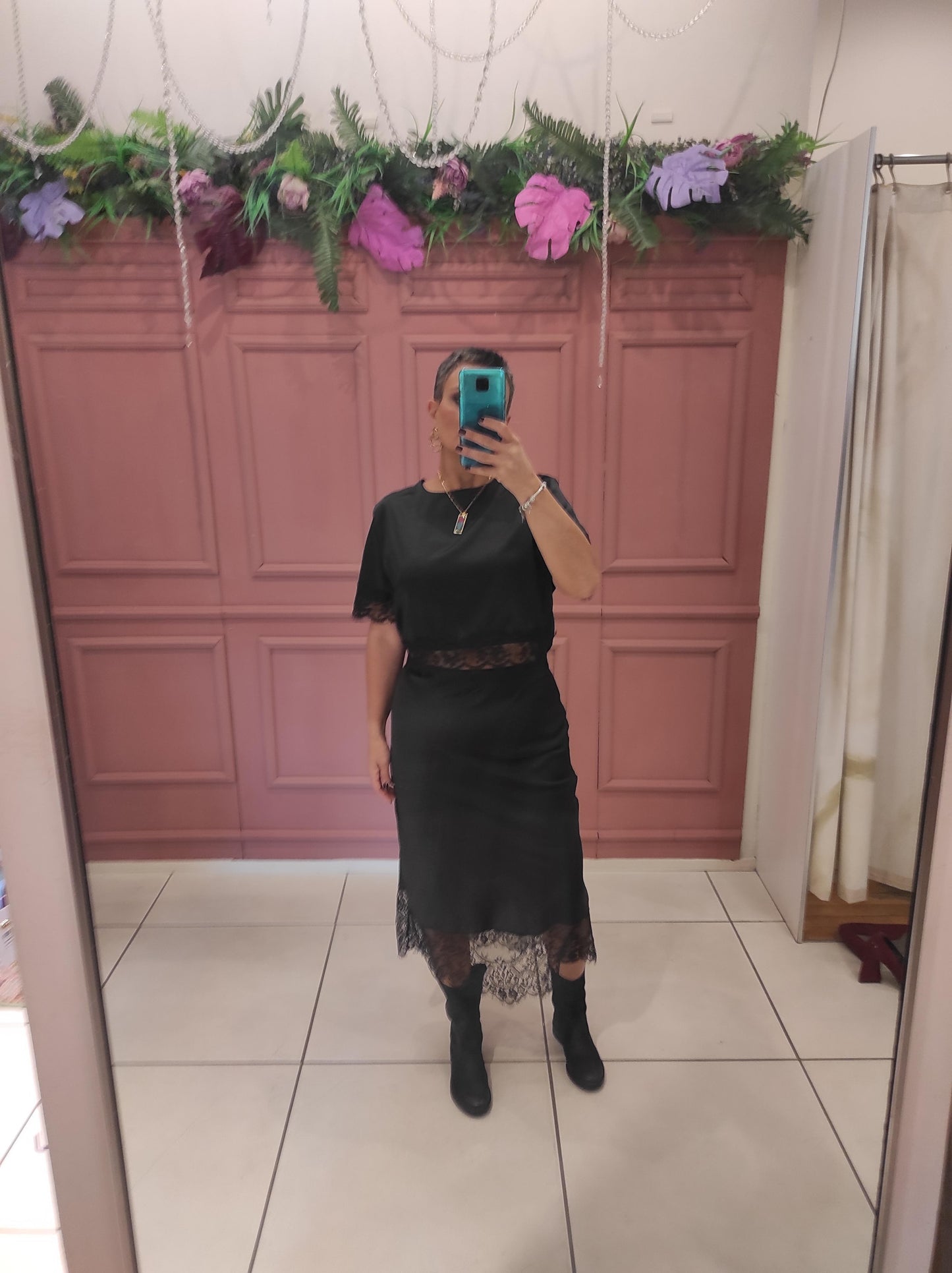 Chili Gonna lunga in satin con pizzo 005044 01 Chili