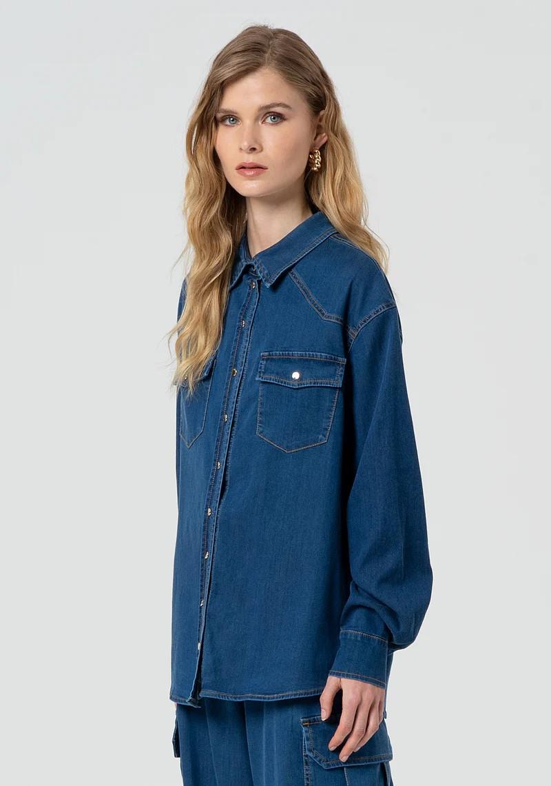 Fracomina Camica over in denim FP25ST6024D46302 349 Fracomina Jeans