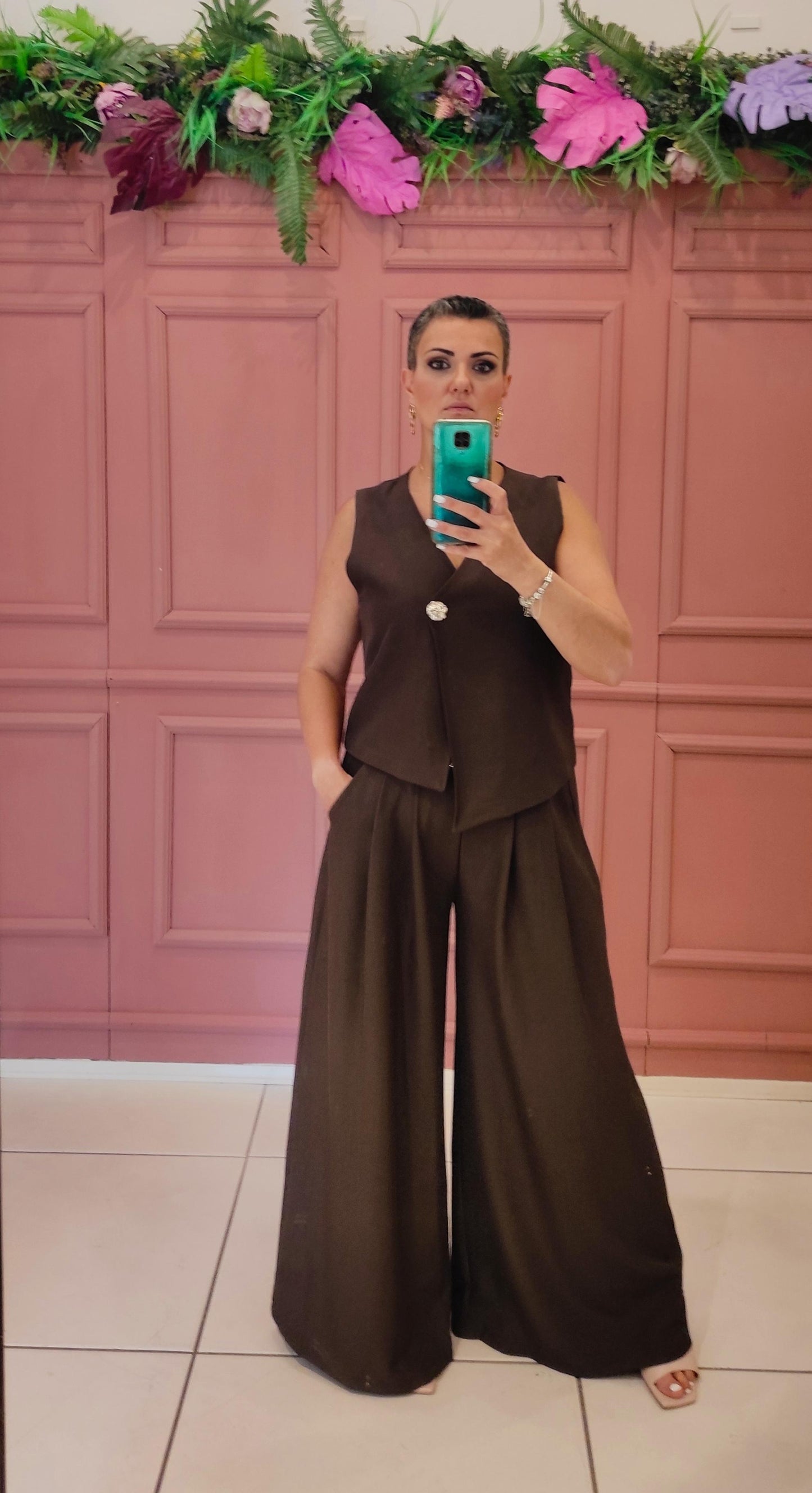 Chili Coordinato Gilet con pantalone a palazzo 2797 + 190115 02 Chili