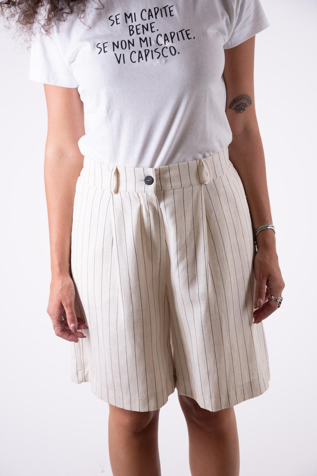 Susy Mix Bermuda in lino gessato SM1169H 02 Susy Mix