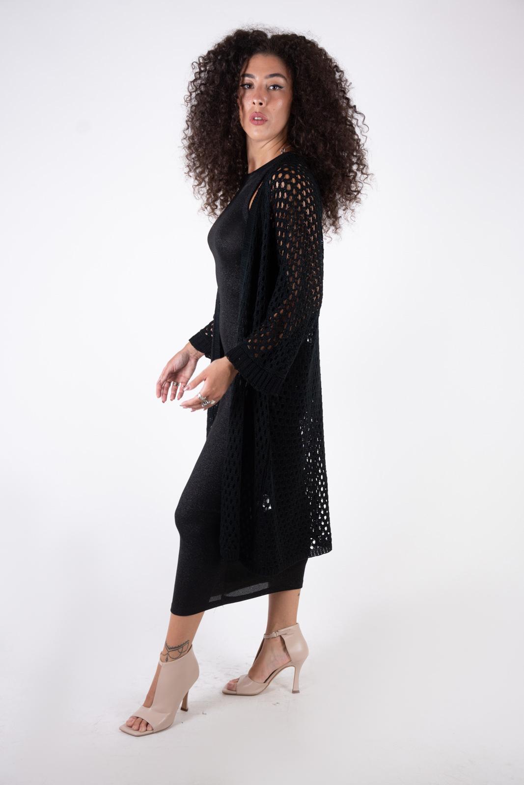 Susy Mix Cardigan lungo a rete A2117 01 Susy Mix