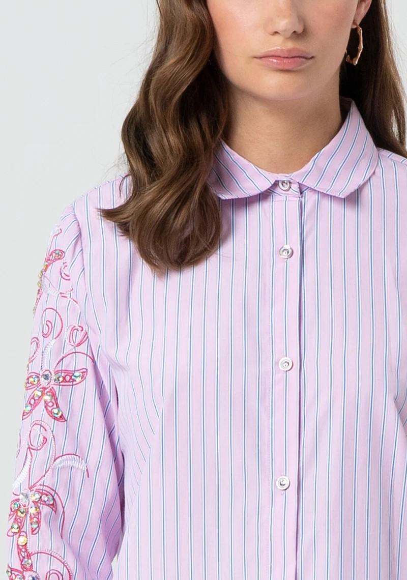 Fracomona camicia over rigata ricamo FR25ST6012W696N8 238 Fracomina Preview