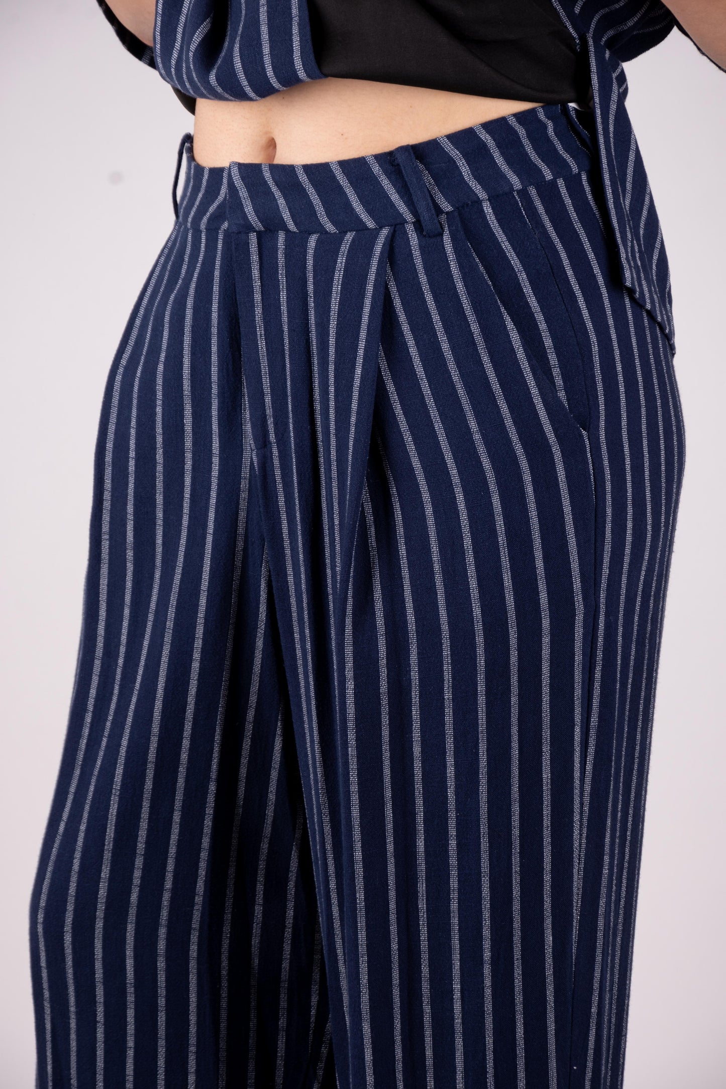 Lumina pantalone palazzo gessato L9179 01 LUMINA
