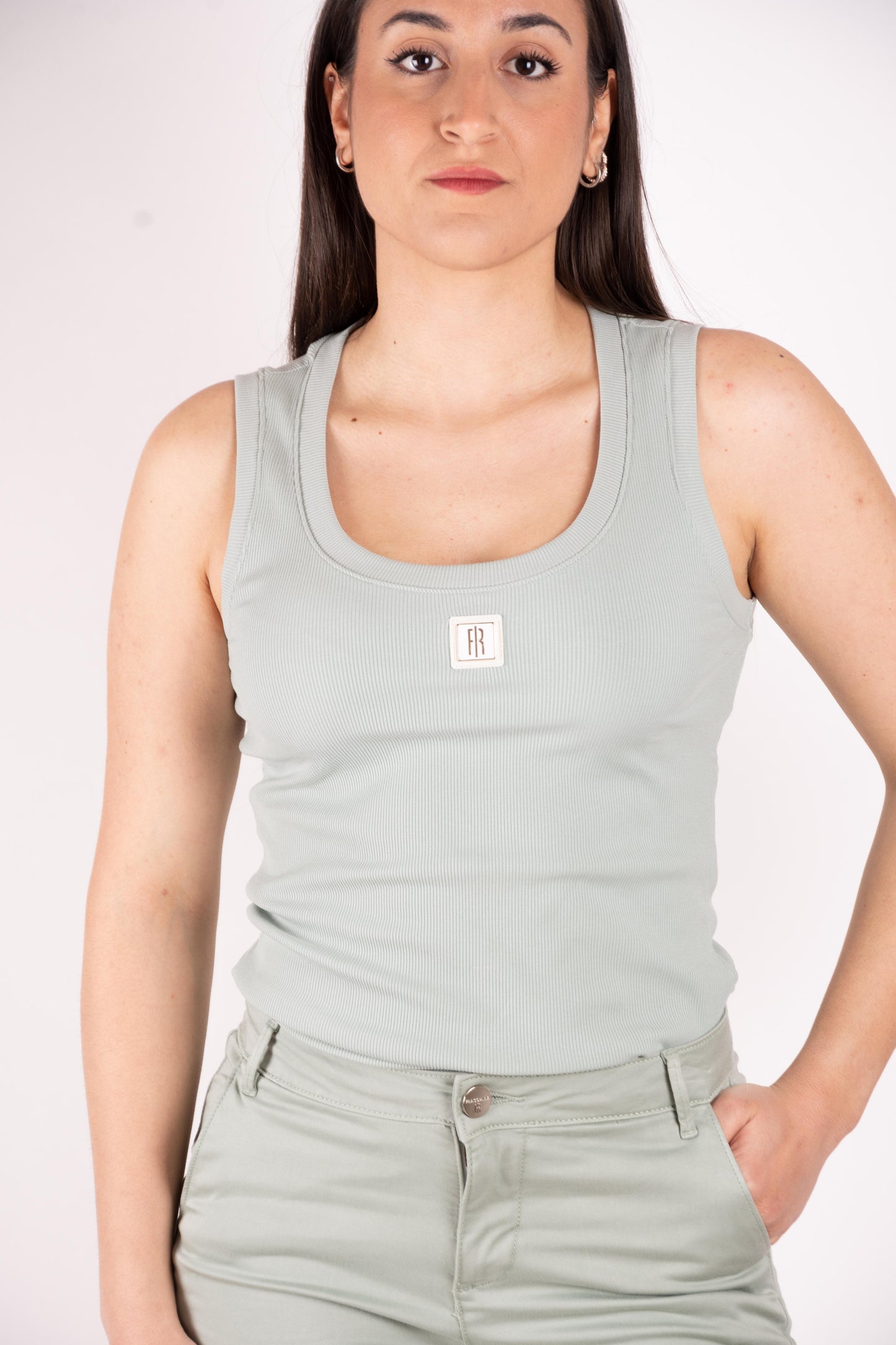 Fracomina Top basic costine con logo FP25ST2001J40101 247 Fracomina Jeans