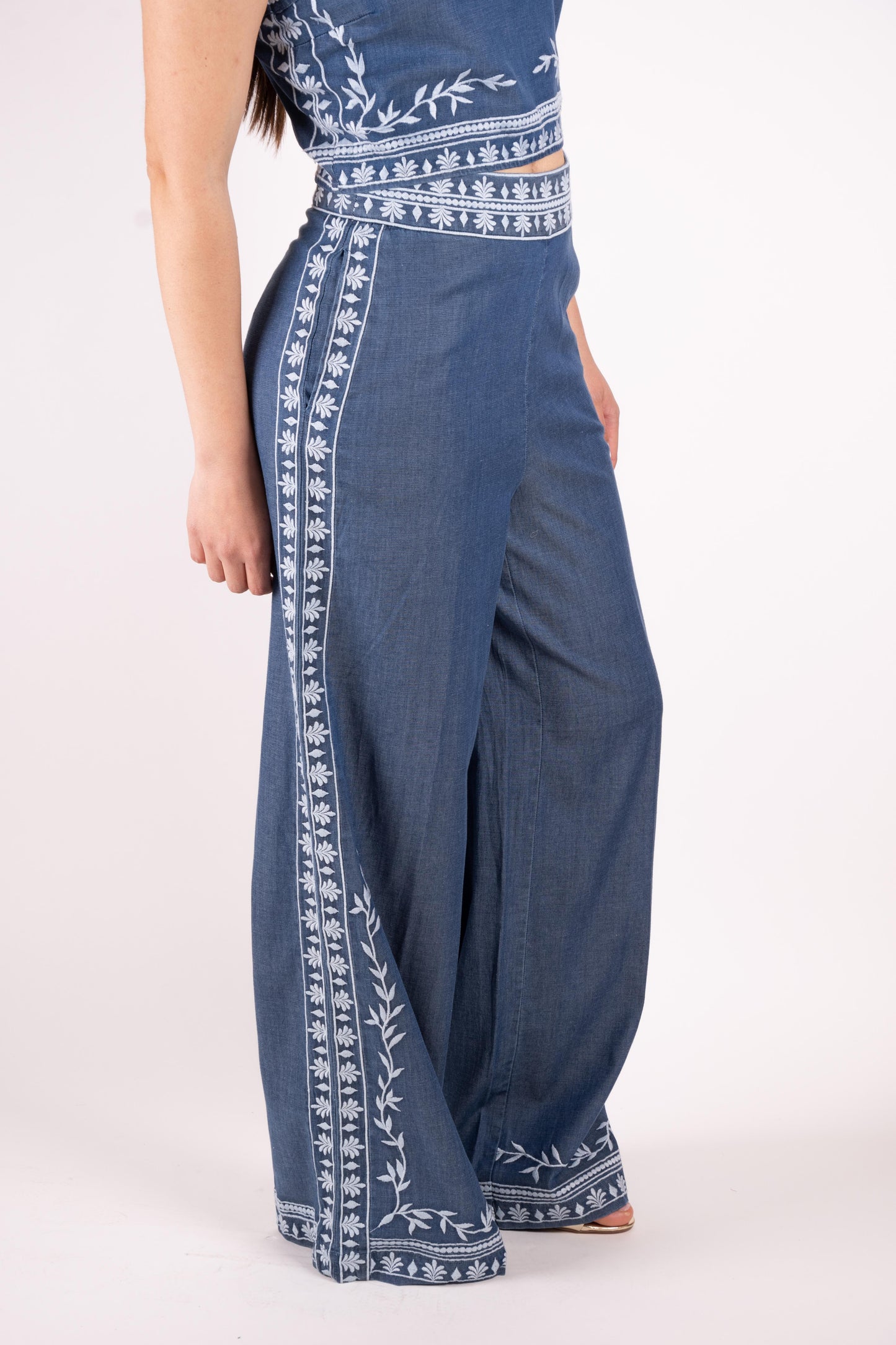 Fracomina pantalone a palazzo con ricami FS25SV3015W792E5 175 Fracomina Main