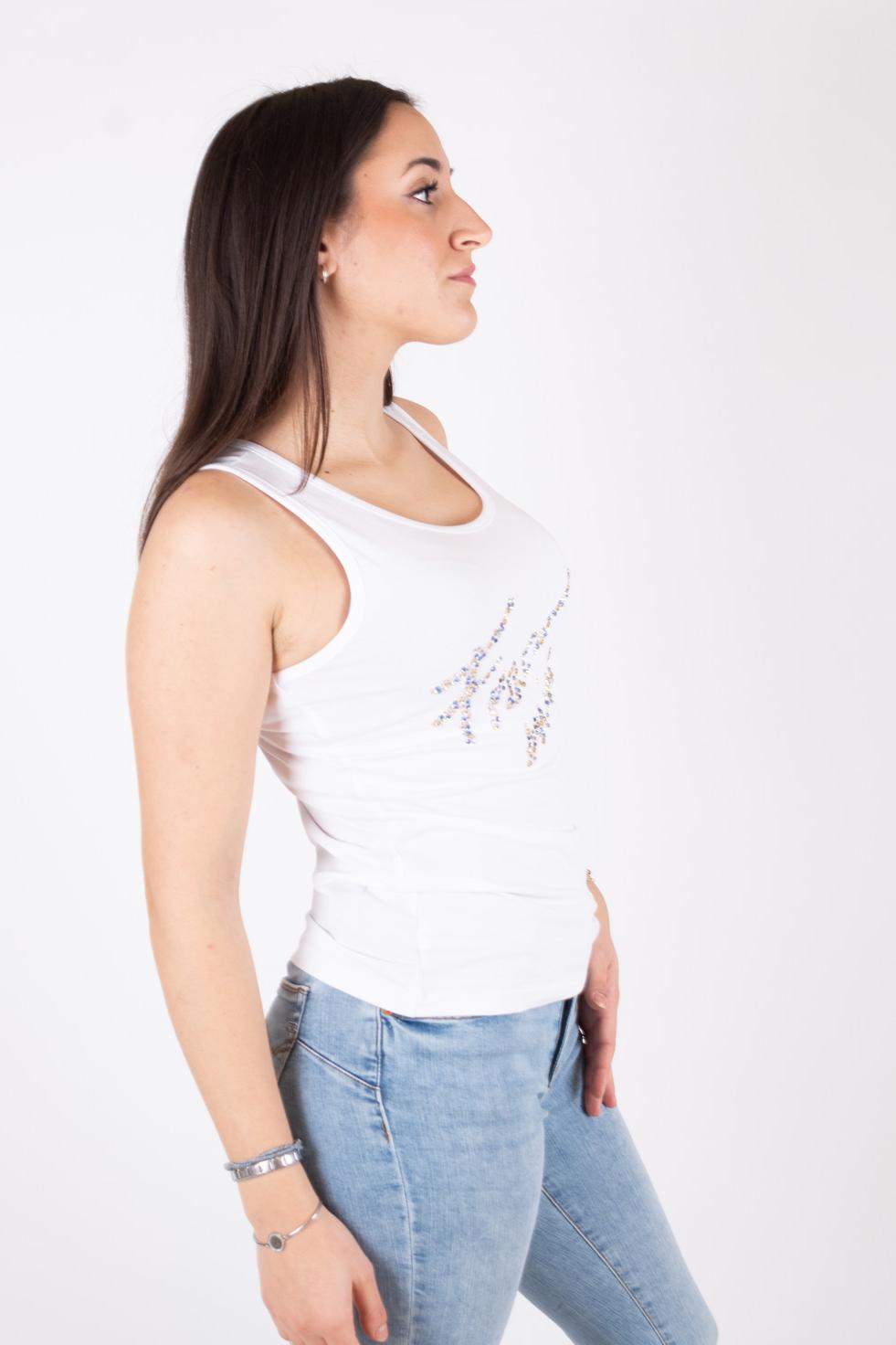 Fracomina Canotta scritta strass FP24ST2010J464N5 278 Fracomina Jeans