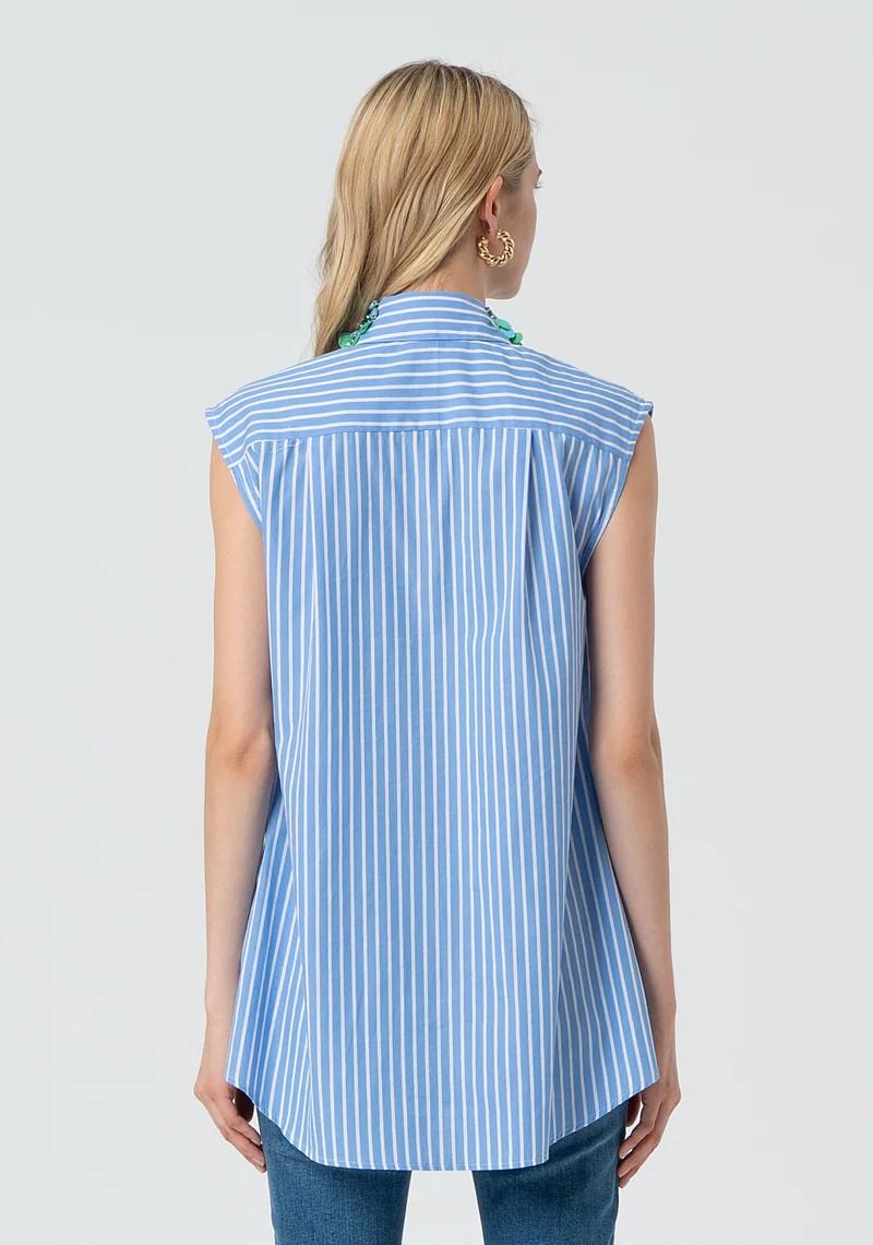 Fracomina Camicia over smanicata rigata FR25ST6011W400N8 M02 Fracomina Preview