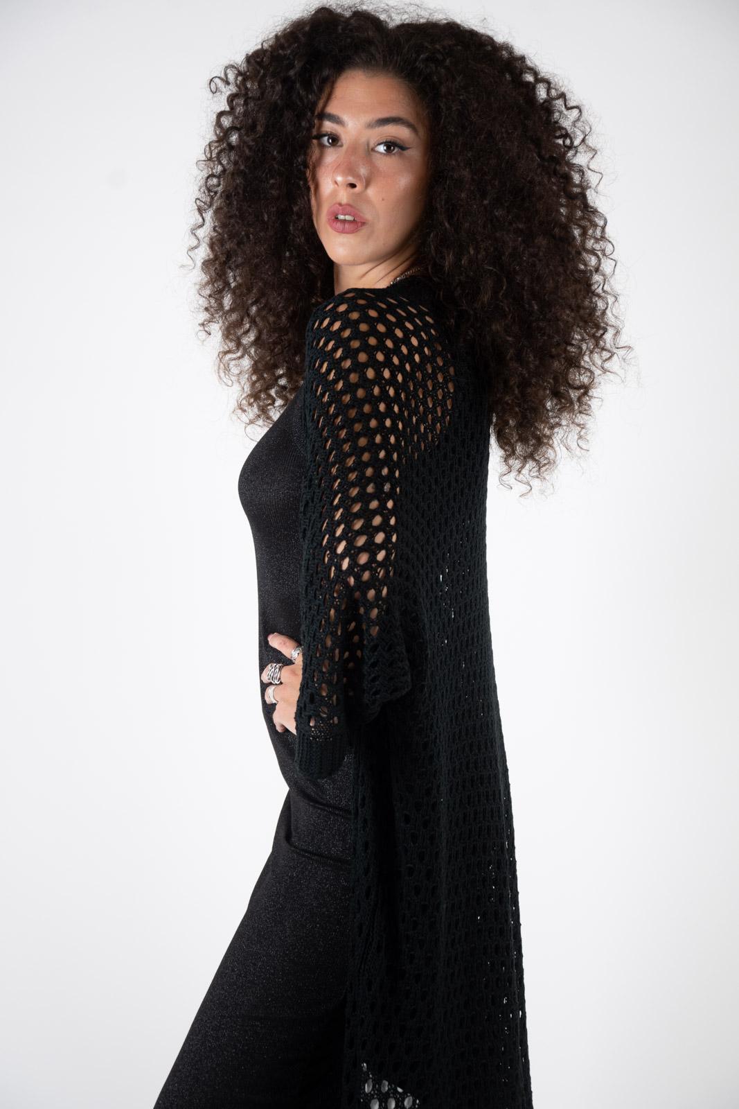 Susy Mix Cardigan lungo a rete A2117 01 Susy Mix