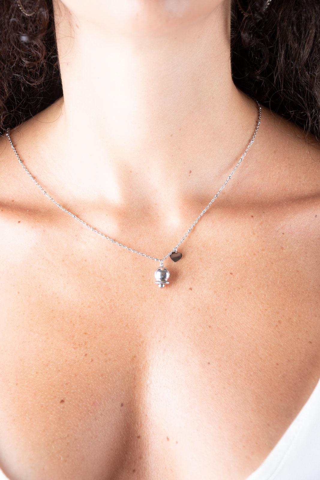 Chili Collana campanella con cuoricino acciaio COLLANA CUORE CAMPAN 02 Chili