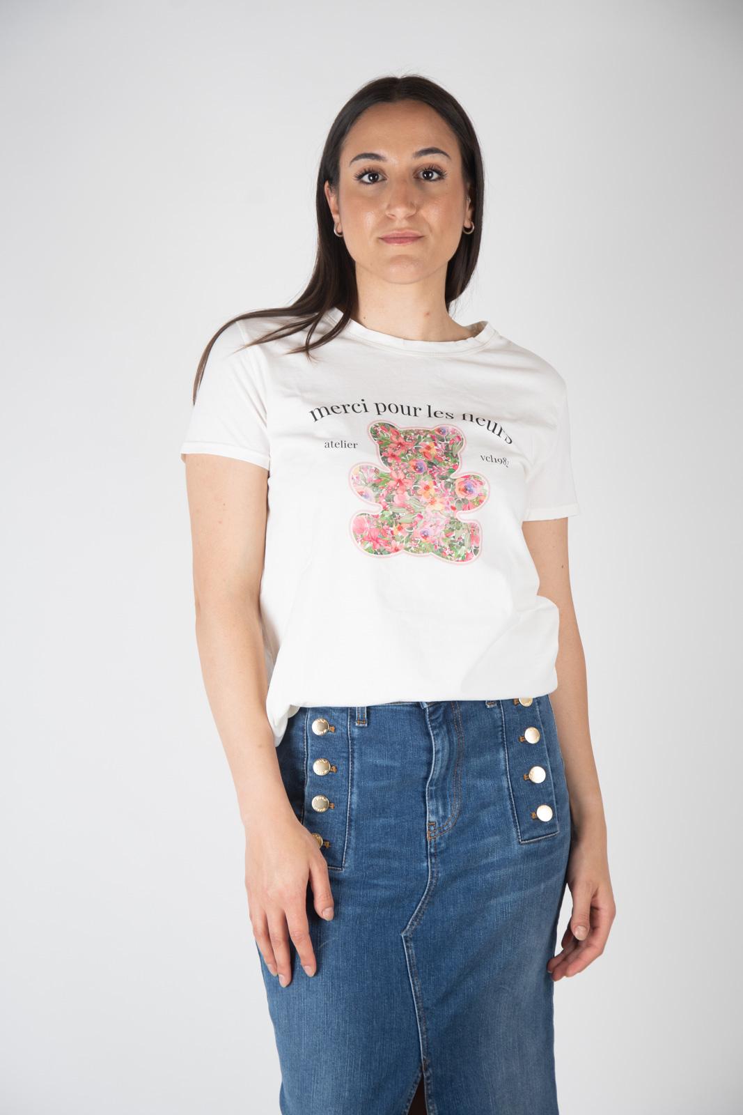 Vicolo T- Shirt orsetto floreale RB0646 01 Vicolo