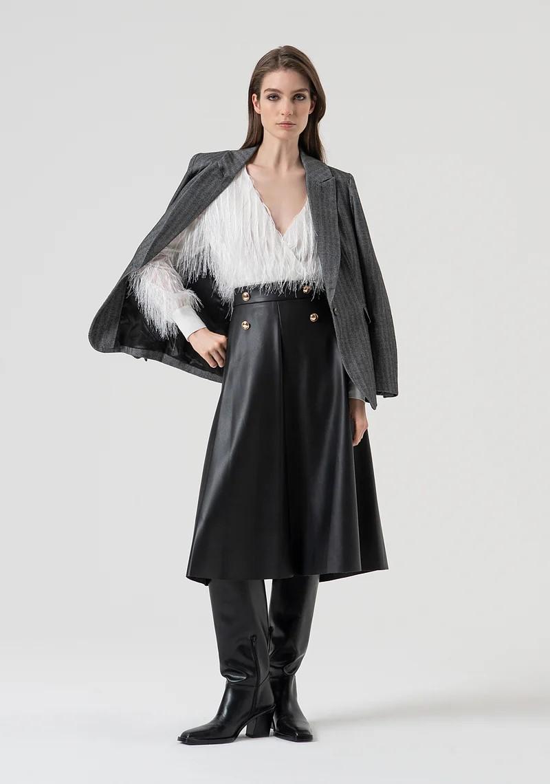 FRACOMINA GONNA A RUOTA VITA ALTA IN ECOPELLE FR25WG3002P41101 053 Fracomina Preview