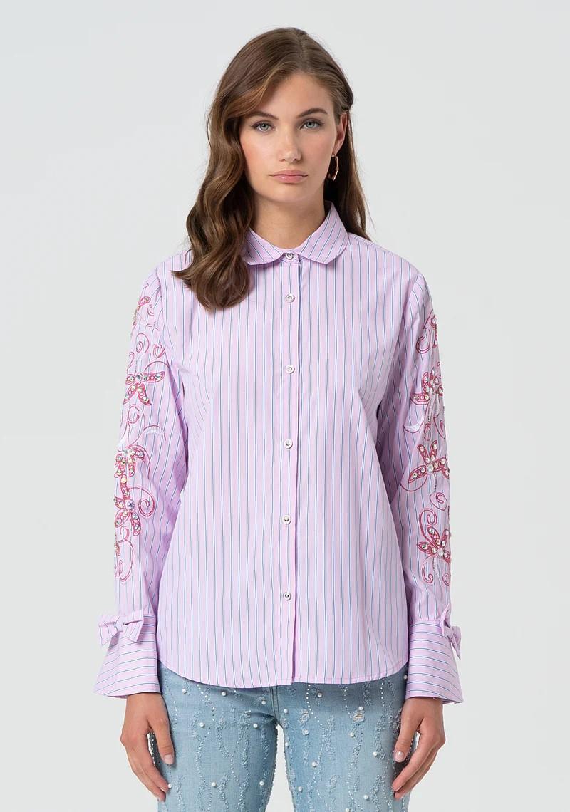Fracomona camicia over rigata ricamo FR25ST6012W696N8 238 Fracomina Preview