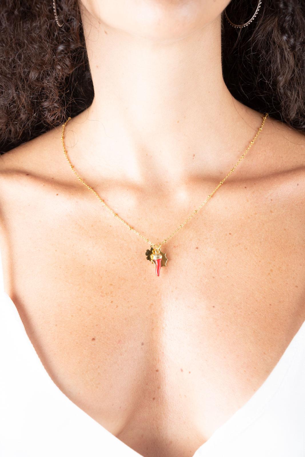 Chili Collana tris porta fortuna oro COLLANA COCCINELLA 02 Chili