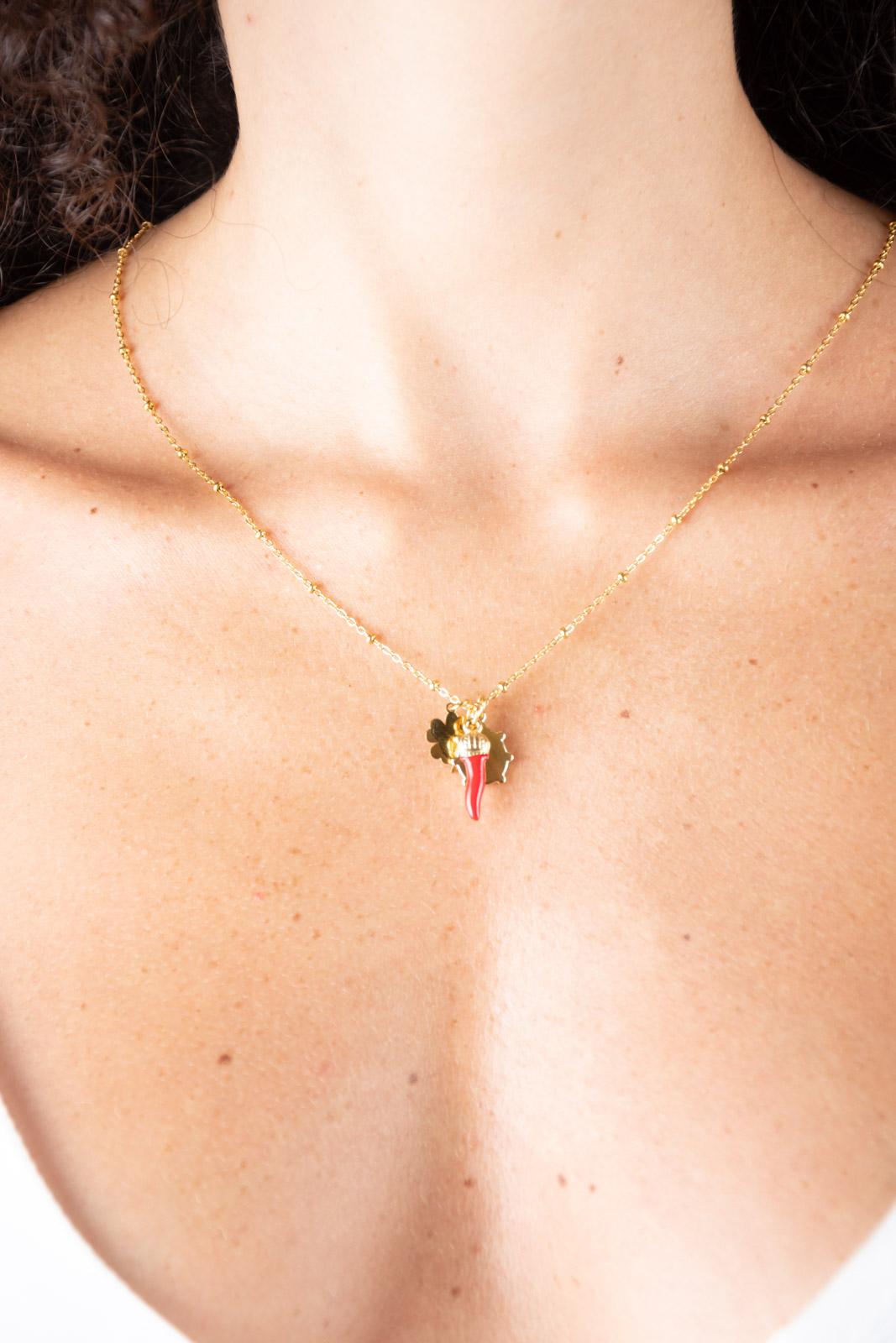 Chili Collana tris porta fortuna oro COLLANA COCCINELLA 02 Chili