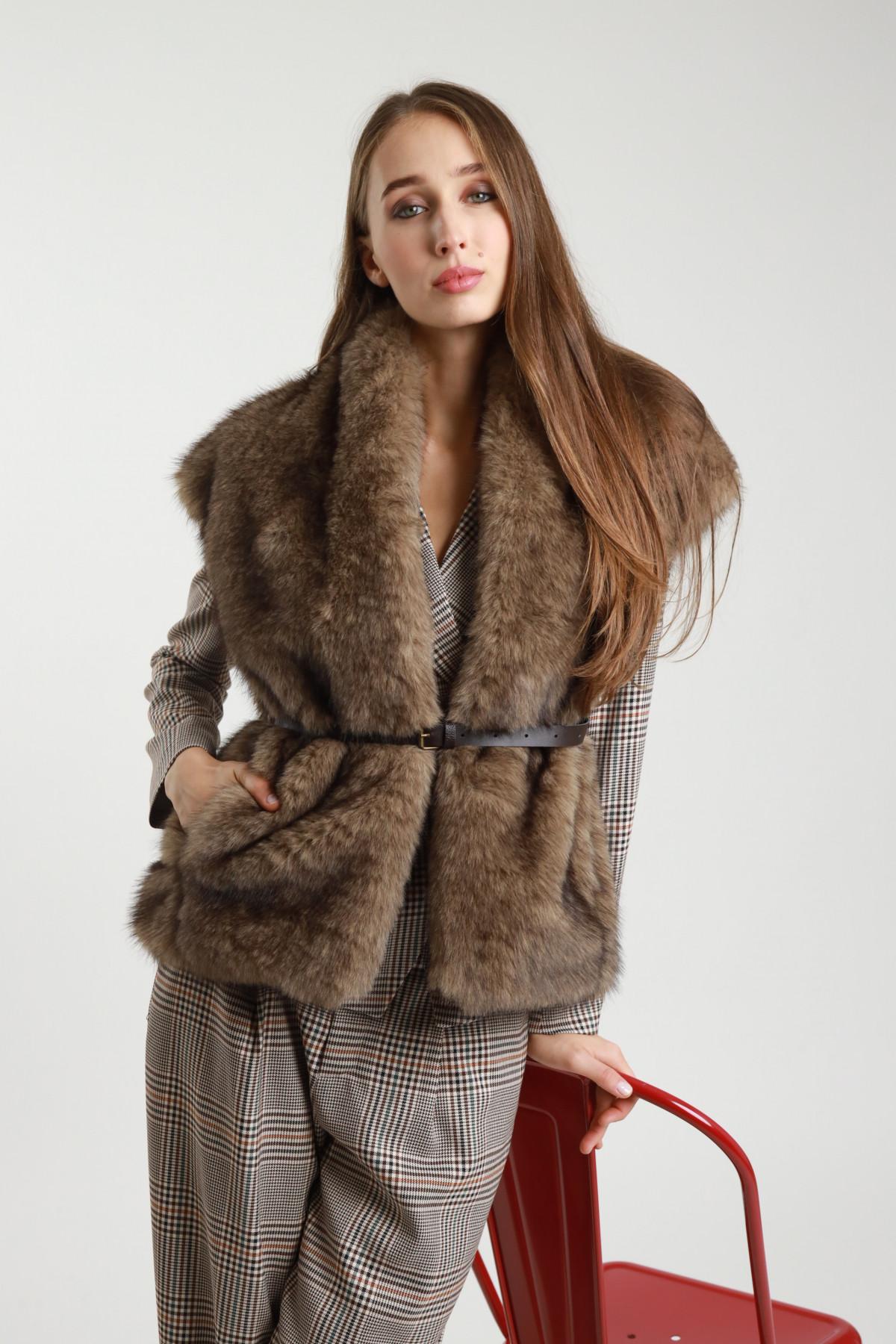 SUSYMIX GILET IN ECOPELLICCIA CON CINTURA 505017 01 Susy Mix