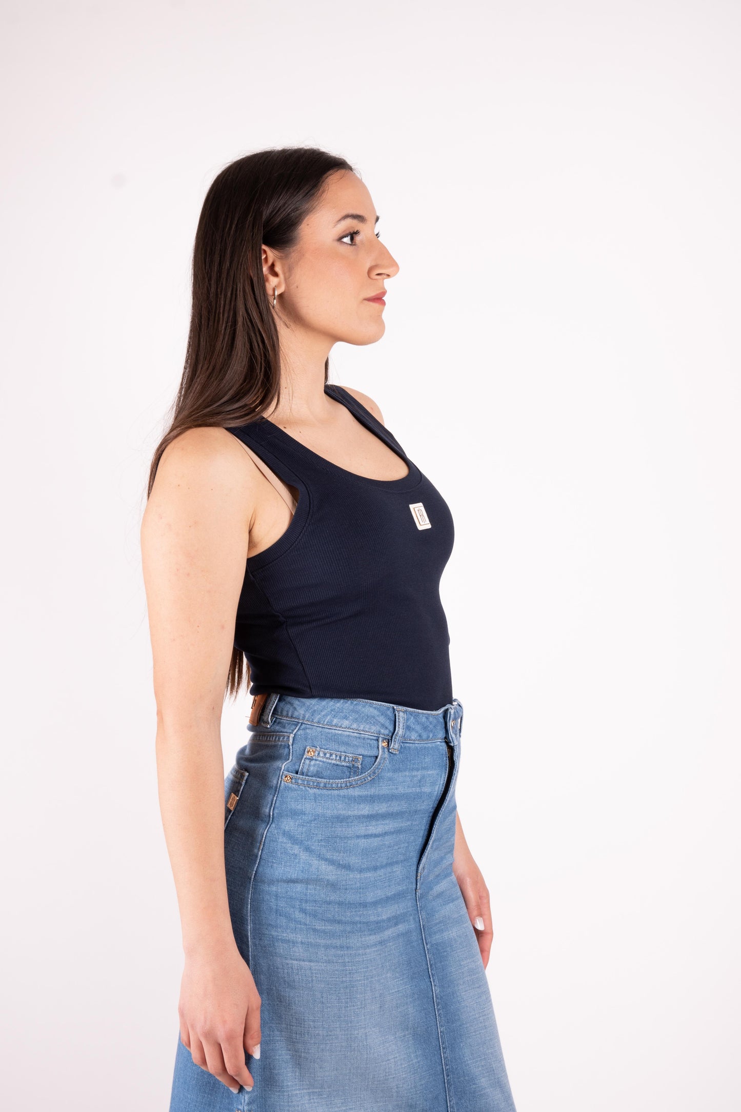 Fracomina Top basic costine con logo FP25ST2001J40101 117 Fracomina Jeans
