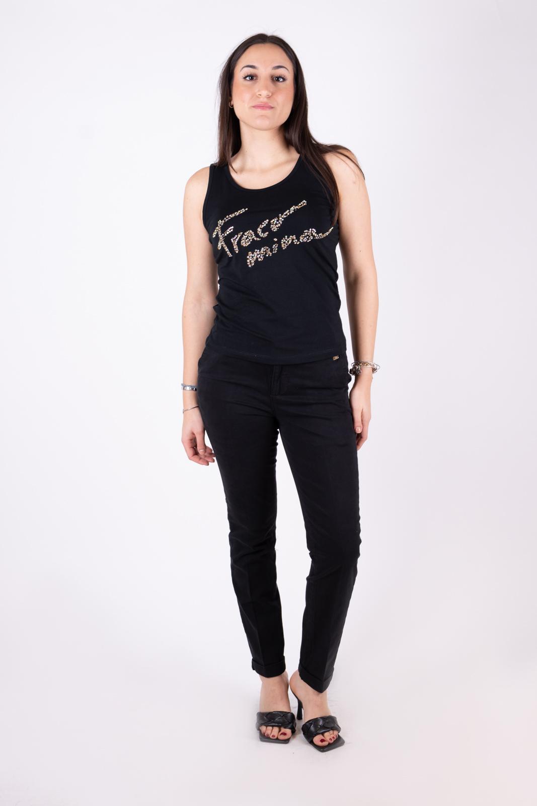 Fracomina Canotta scritta strass FP24ST2010J464N5 053 Fracomina Jeans