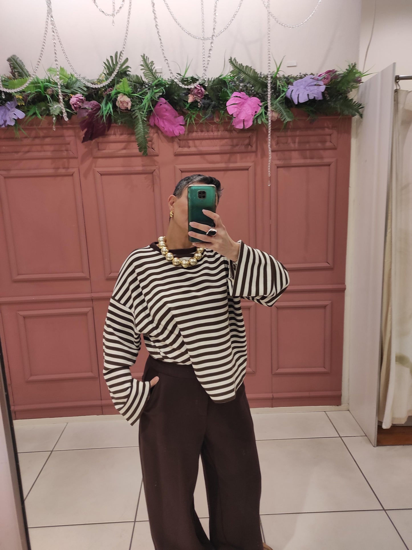 CHILI T-SHIRT OVERSIZE RIGATA 51578 05 Chili