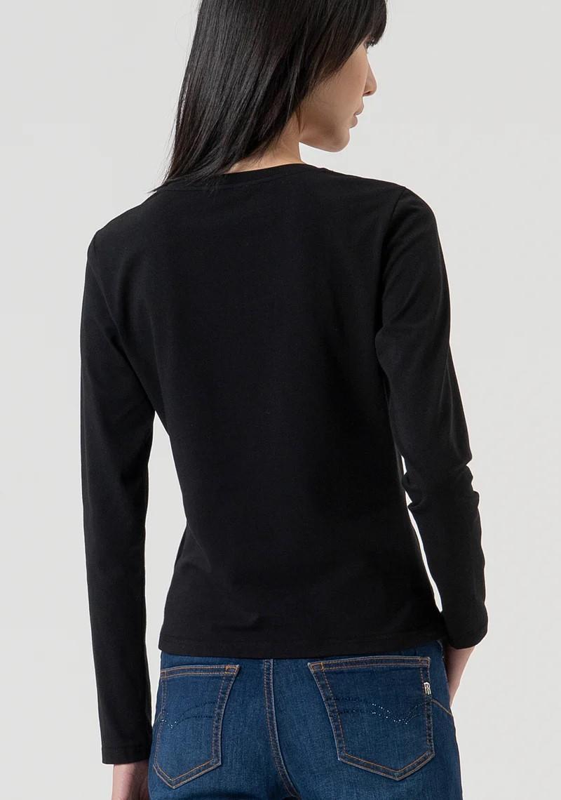 Fracomina T-Shirt logo strass manica lunga FP25WT3020J401N5 053 Fracomina Jeans