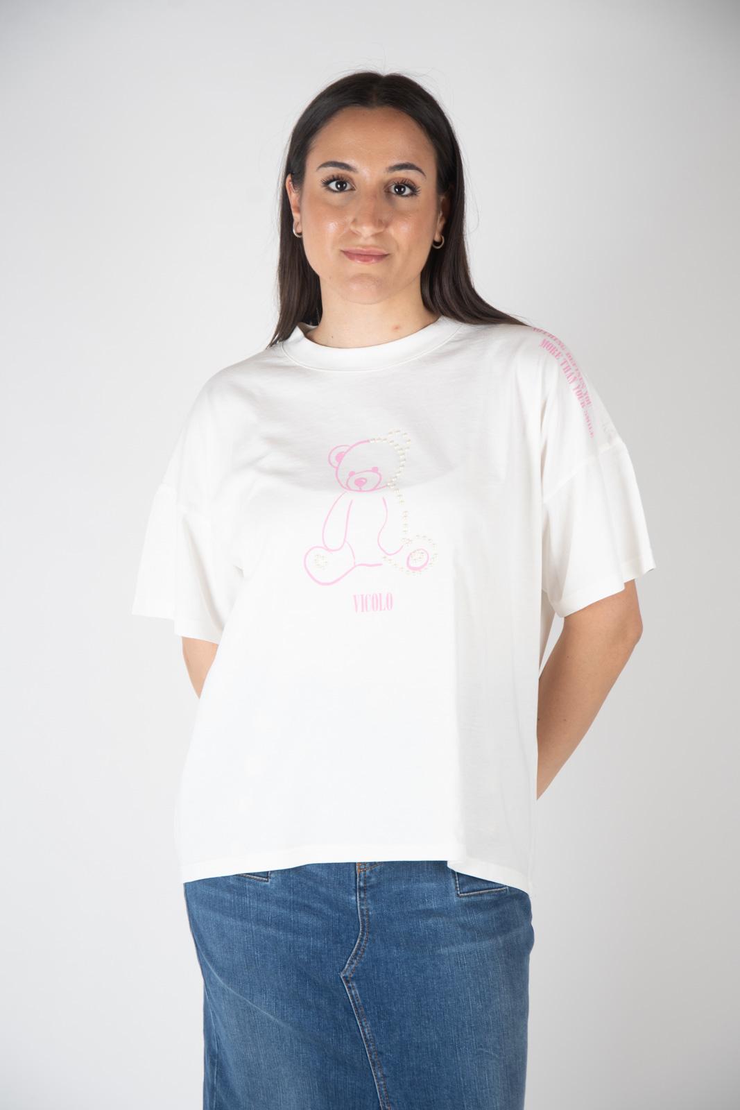 Vicolo T-Shirt orsetto con perline RB0127 01 Vicolo