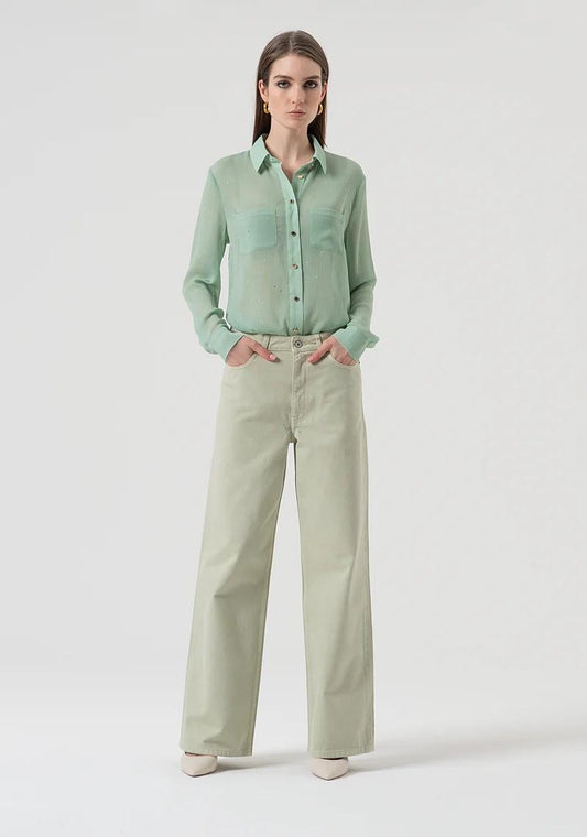 Fracomina Pantalone 5 tasche wide leg FR25WV2007W61201 B08 Fracomina Preview