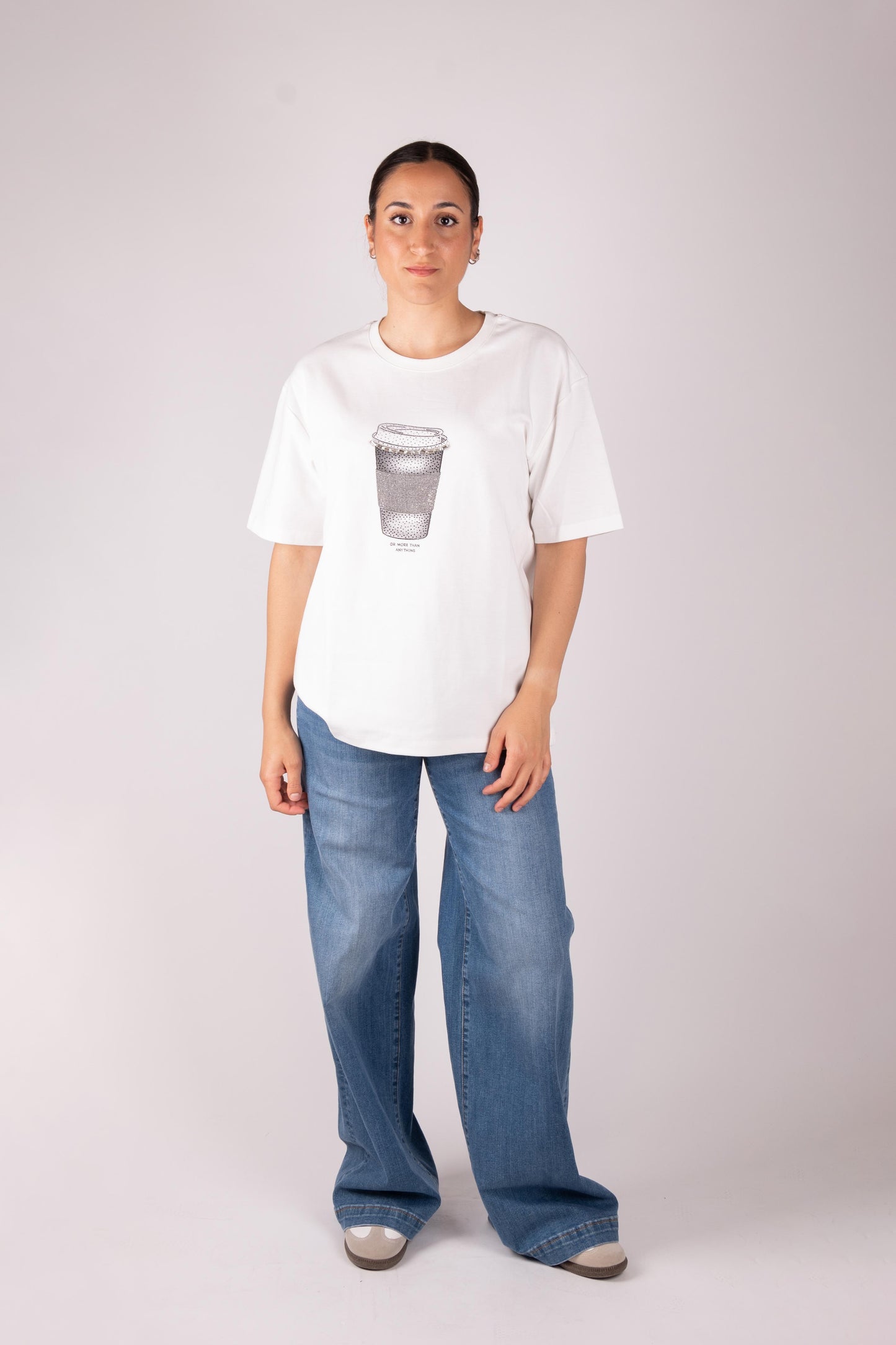 Lumina T-Shirt oversize bicchiere strass LC240547 01 LUMINA