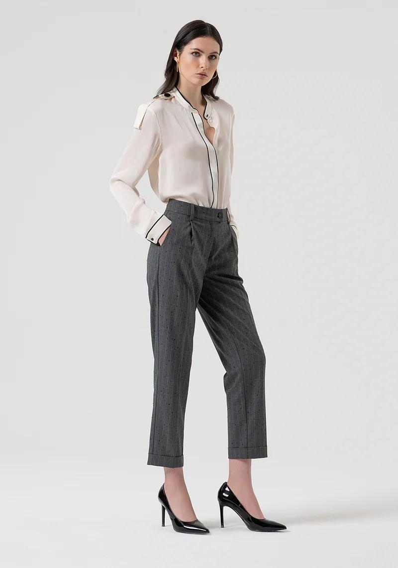 Fracomina Pantalane gessato con strass FR25WV4009W459D4 121 Fracomina Preview