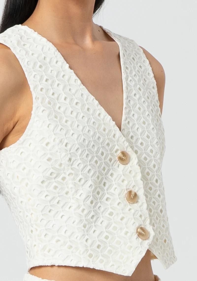 Fracomina Gilet cropped in pizzo San Gallo FR25SJ5009W772G1 108 Fracomina Preview