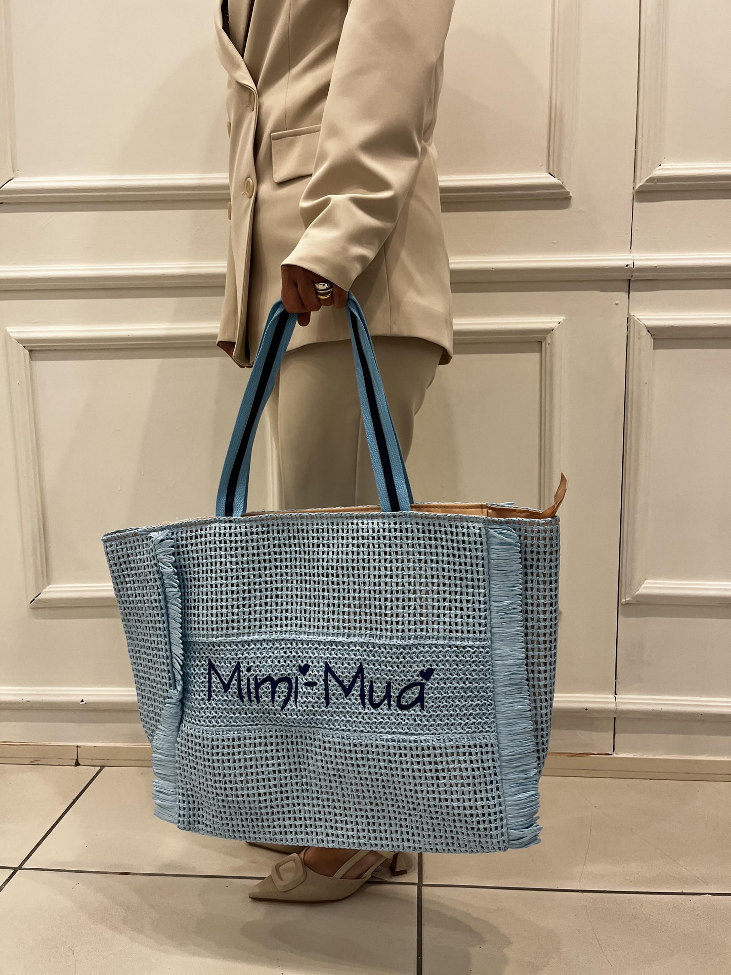 MIMì MUà BORSA IN PAGLIA CON LOGO RICAMATO M8-X201476 540 MIMI MUA