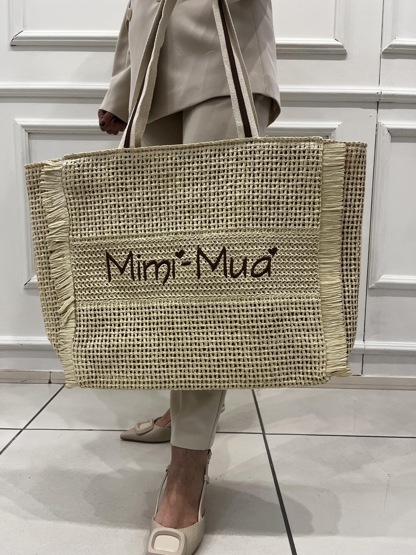 MIMì MUà BORSA IN PAGLIA CON LOGO RICAMATO M8-X201476 310 MIMI MUA