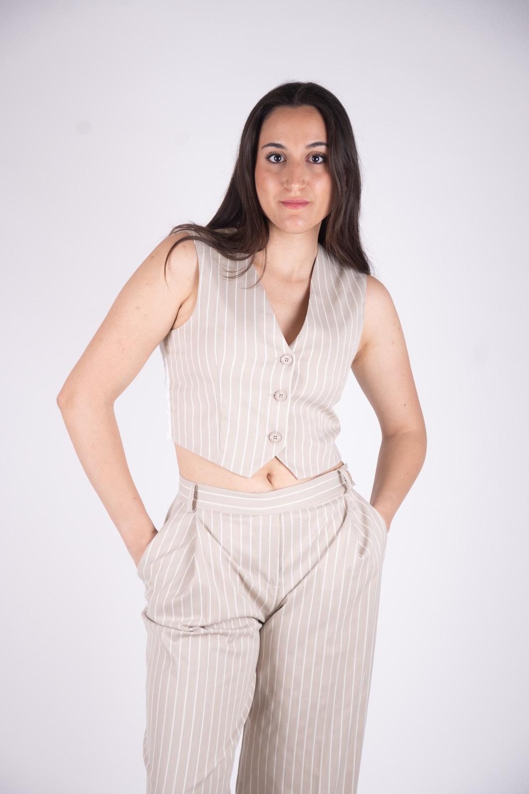 Haveone Gilet crop gessato LGE-L007 01 Haveone
