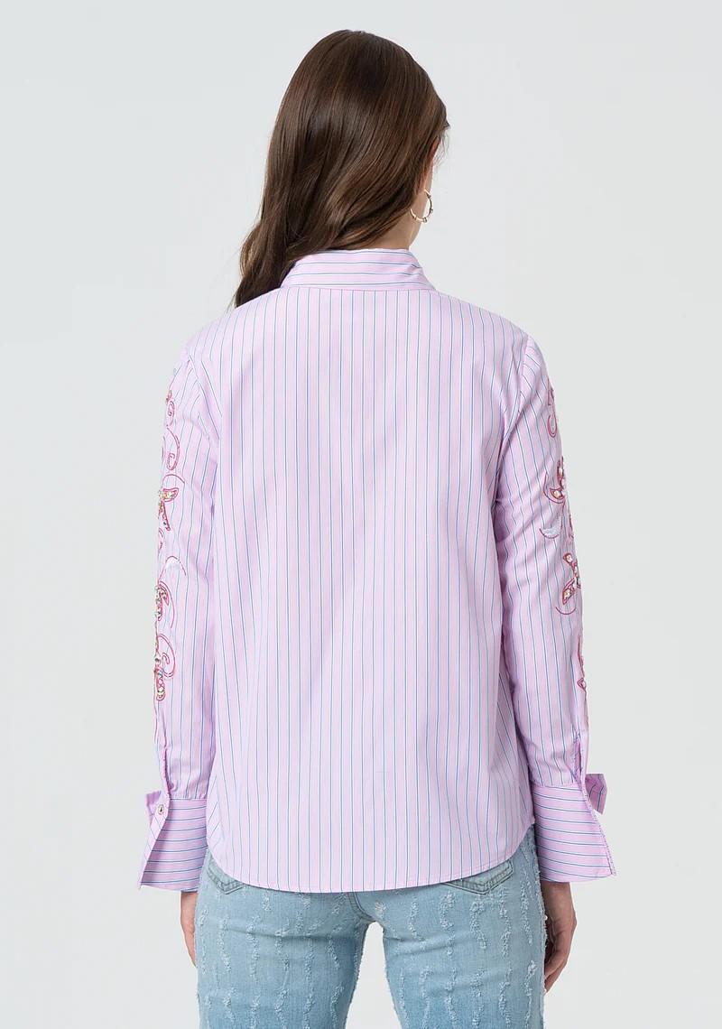 Fracomona camicia over rigata ricamo FR25ST6012W696N8 238 Fracomina Preview