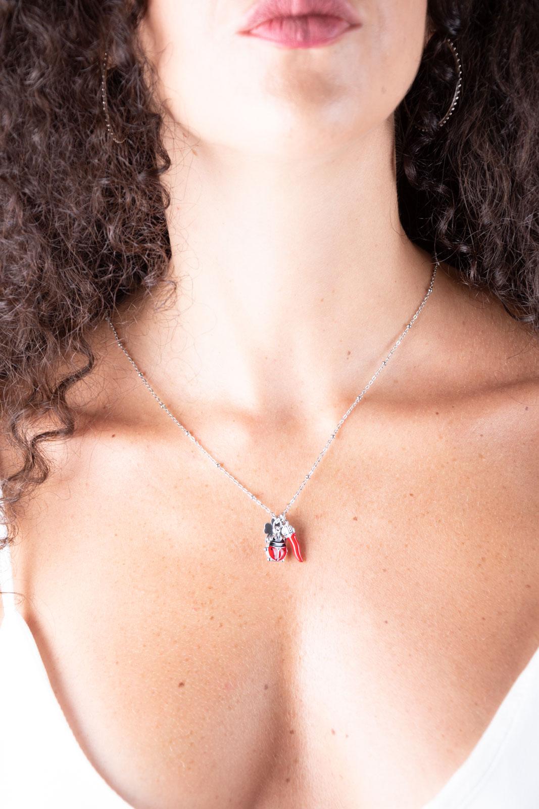 Chili Collana tris porta fortuna acciaio COLLANA COCCINELLA 01 Chili