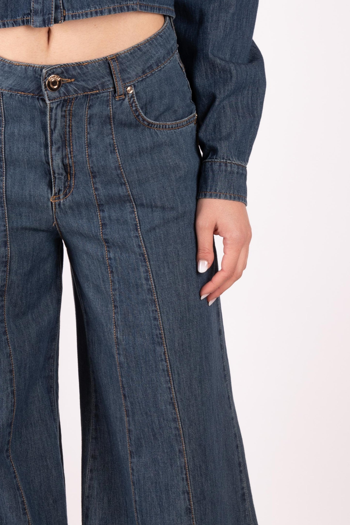Fracomina Pantalone a palazzo in denim leggero FS25SV3017D40093 379 Fracomina Main
