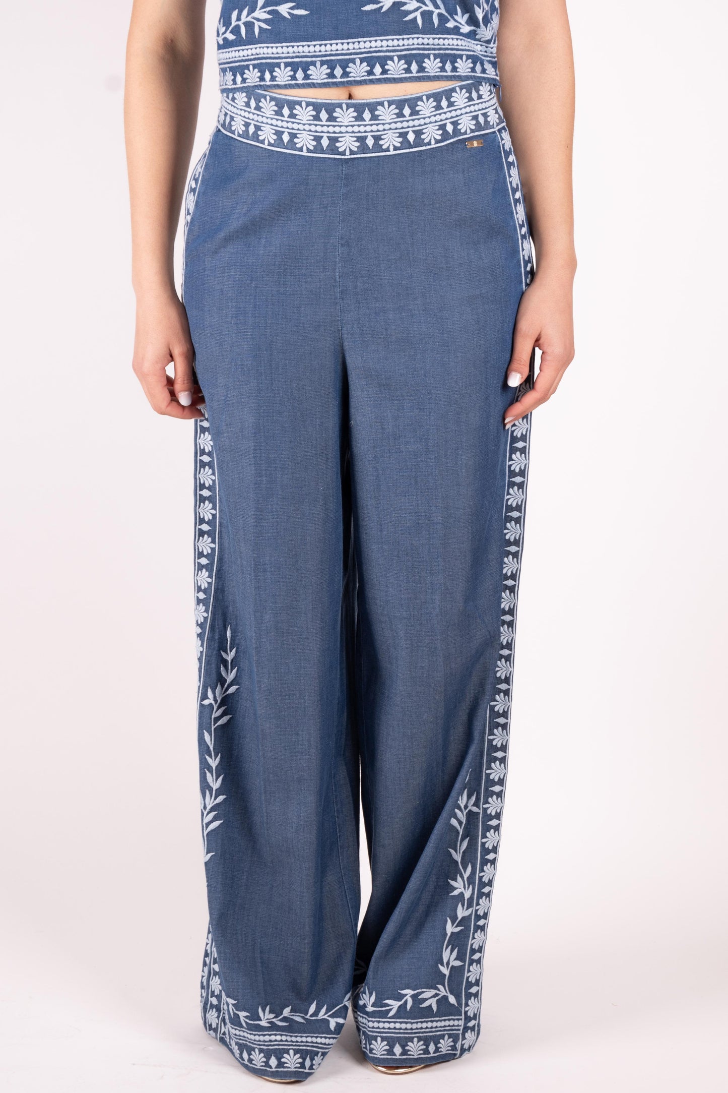 Fracomina pantalone a palazzo con ricami FS25SV3015W792E5 175 Fracomina Main