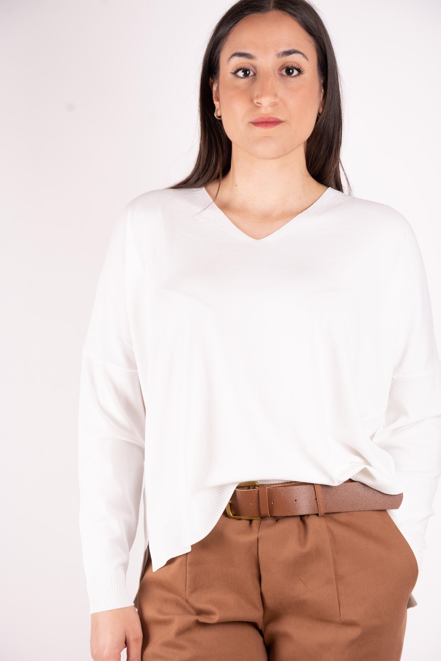 Susy Mix Maglia basic scollo a V oversize K270 1 Susy Mix