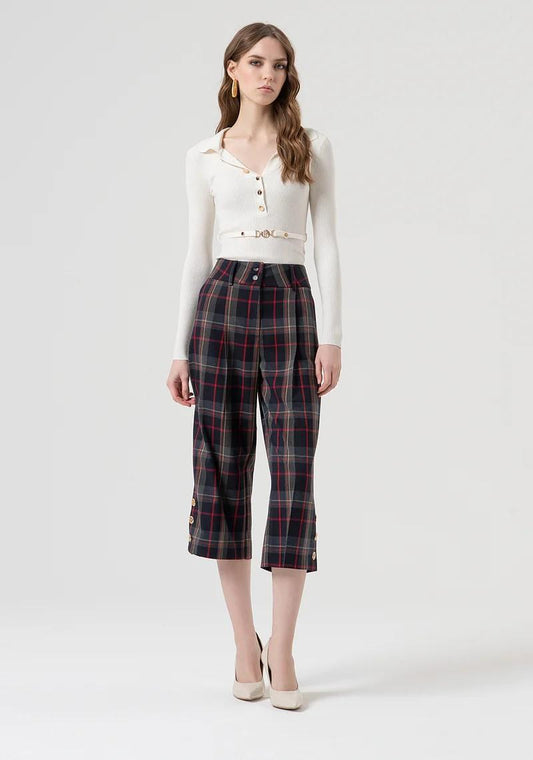 Fracomina Pantalone cropped fantasia tartan FR25WV9006W45995 T62 Fracomina Preview