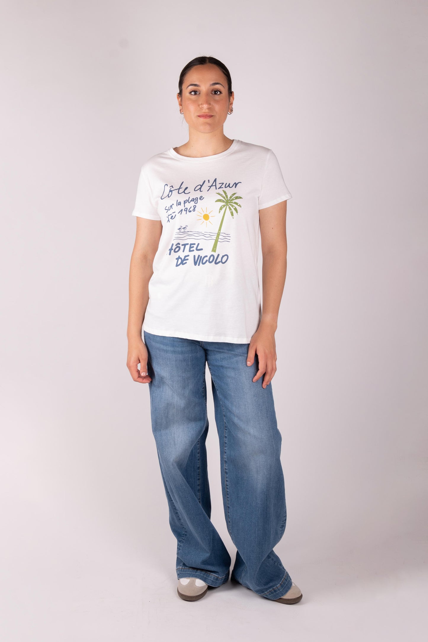 Vicolo T-shirt "Cote d'Azur" con stras RD1053 01 Vicolo