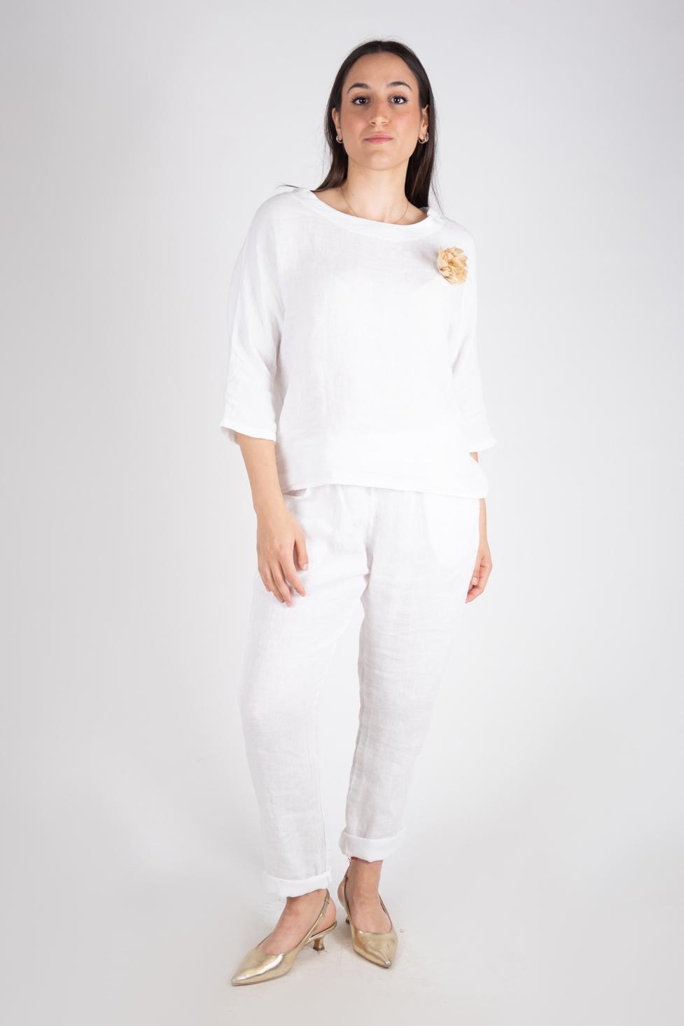Le Streghe Pantalone sigaretta lino P24RU218N 09 Le streghe