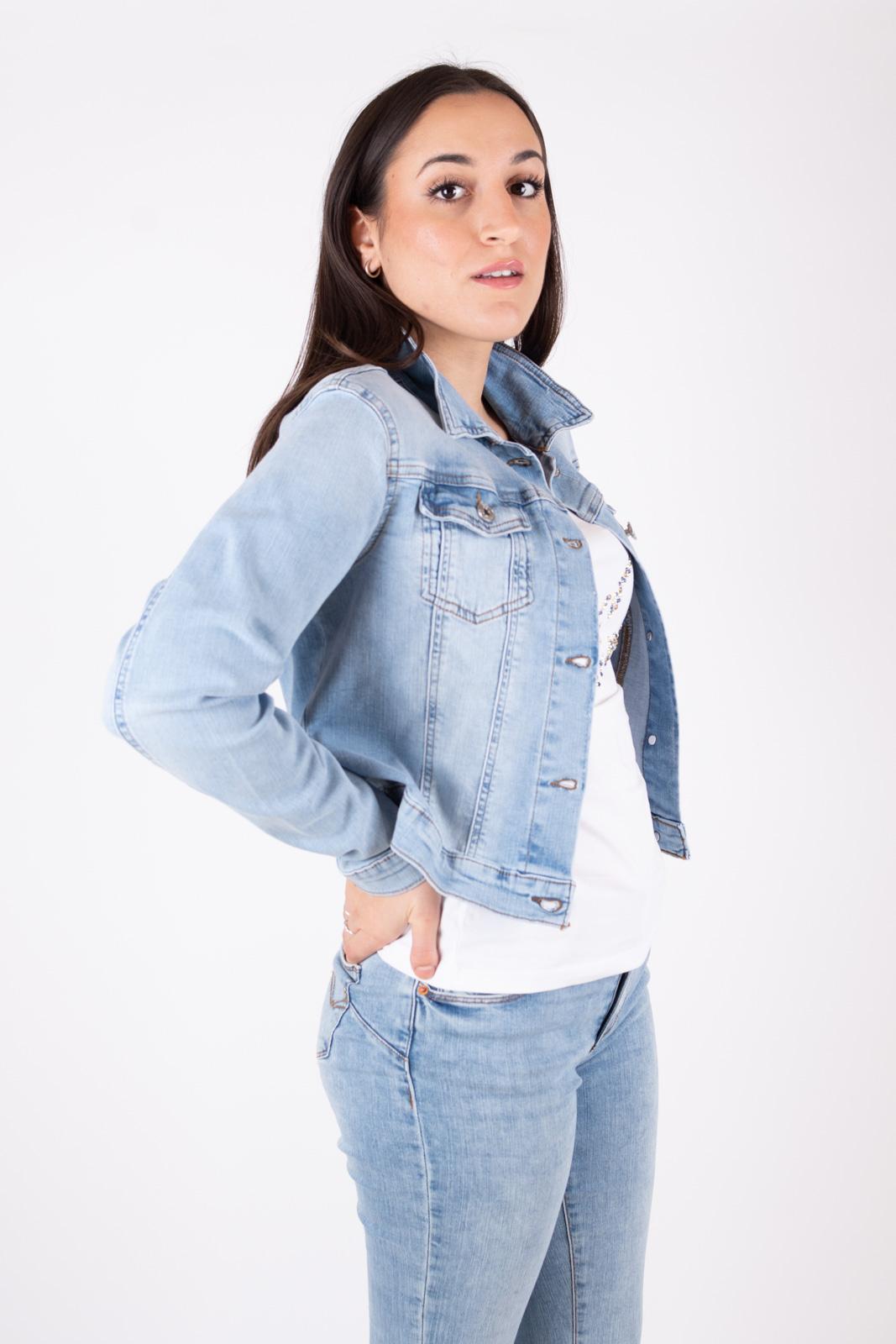 Fracomina giubbotto in denim stretch con lavaggio sabbiato FP24SJ4001D40103 062 Fracomina Jeans