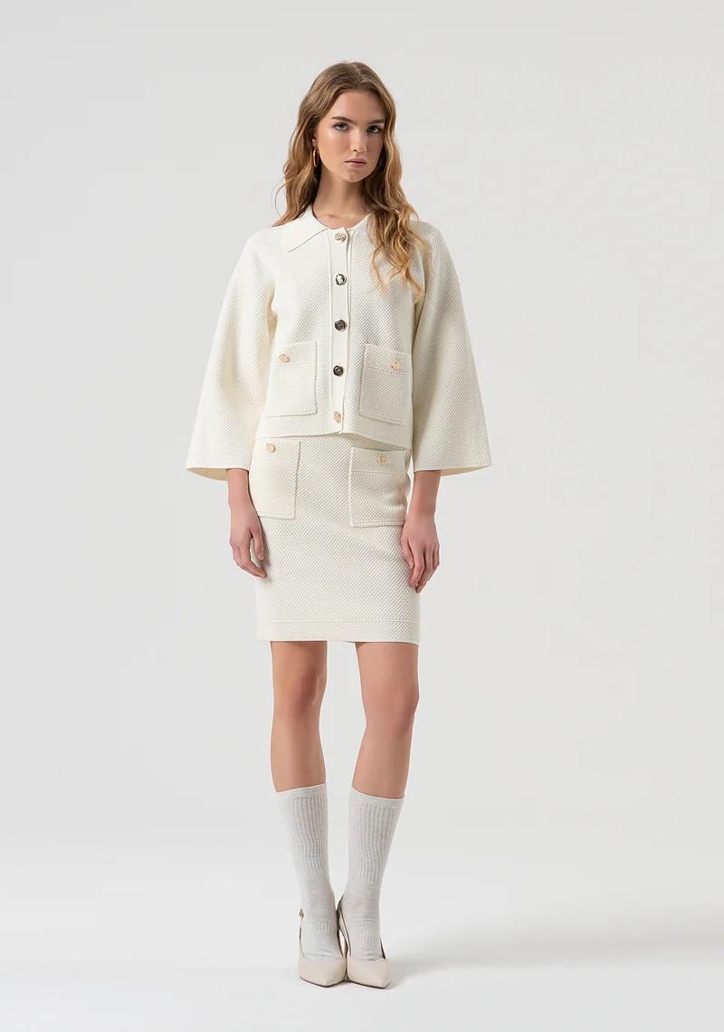 Fracomina Cardigan collo polo con bottoni oro punto riso FR25WT8017K55301 108 Fracomina Preview