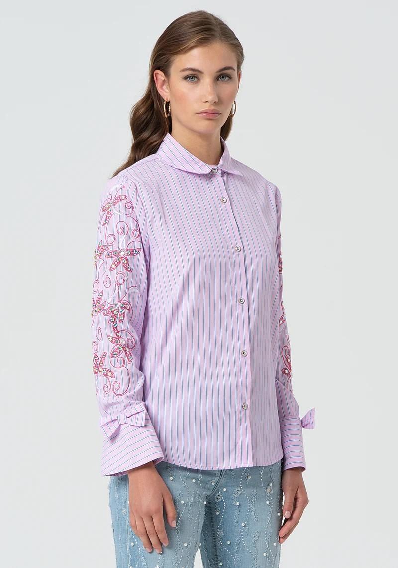 Fracomona camicia over rigata ricamo FR25ST6012W696N8 238 Fracomina Preview