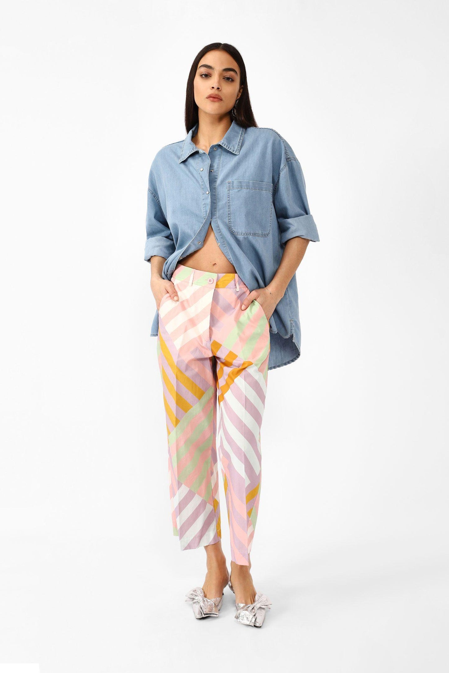 Dixie Pantalone cotone righe irregolari PDC1JCFA 01 Dixie