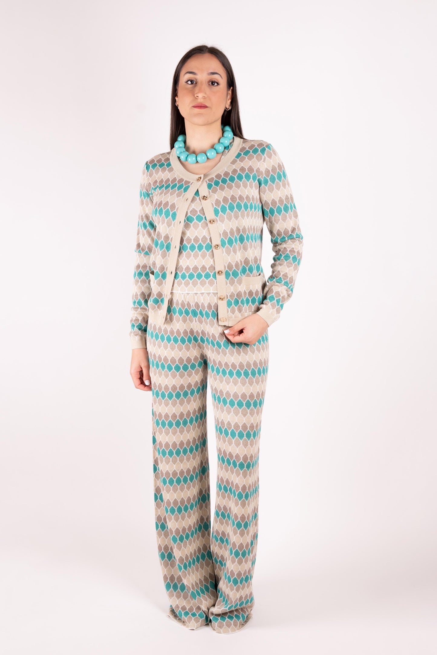 Fracomina Cardigan lurex Jacquard geometrico FS25ST8006K414F8 210 Fracomina Main
